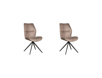 LABEL51 Eetkamerstoel Comfy - Taupe - Micro Suede - Zwart Onderstel - 64 x 48cm - set van 2