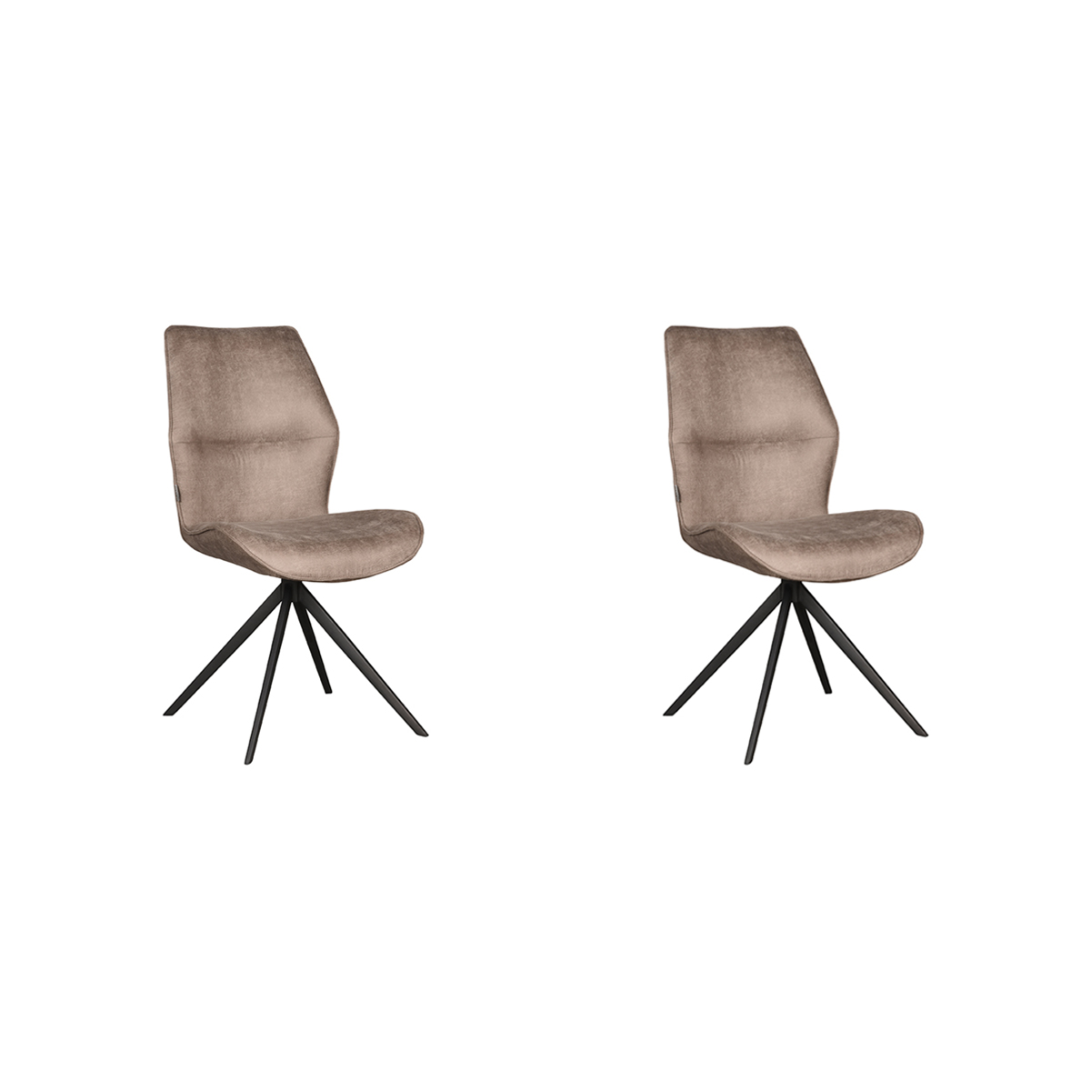 LABEL51 Eetkamerstoel Comfy - Taupe - Micro Suede - Zwart Onderstel - 64 x 48cm - set van 2