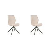 LABEL51 Eetkamerstoel Comfy - Naturel - Boucle - Zwart Onderstel - set van 2