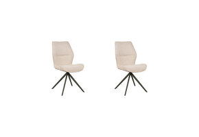 LABEL51 Eetkamerstoel Comfy - Naturel - Boucle - Zwart Onderstel - set van 2