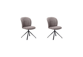 LABEL51 - Eetkamerstoel Kimo - Taupe - 62x49x85cm - Set van 2