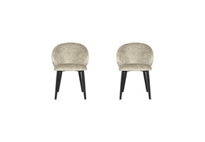 LABEL51 Eetkamerstoel Logan - Beige - Fluweel - set van 2