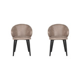 LABEL51 Eetkamerstoel Logan - Taupe - Micro Suede - set van 2