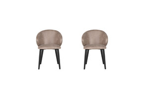 LABEL51 Eetkamerstoel Logan - Taupe - Micro Suede - set van 2