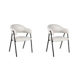 LABEL51 Eetkamerstoel Lowen - 58x60x84 cm - Ecru - Boucle - set van 2
