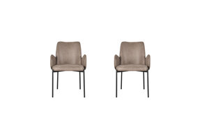 LABEL51 - Eetkamerstoel Joni - Taupe - 60x55x86cm - Set van 2