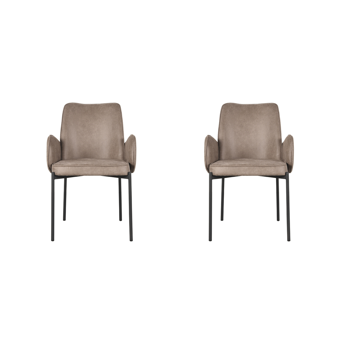 LABEL51 - Eetkamerstoel Joni - Taupe - 60x55x86cm - Set van 2