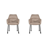 LABEL51 Eetkamerstoel Lenny - Taupe - Micro Suede - set van 2