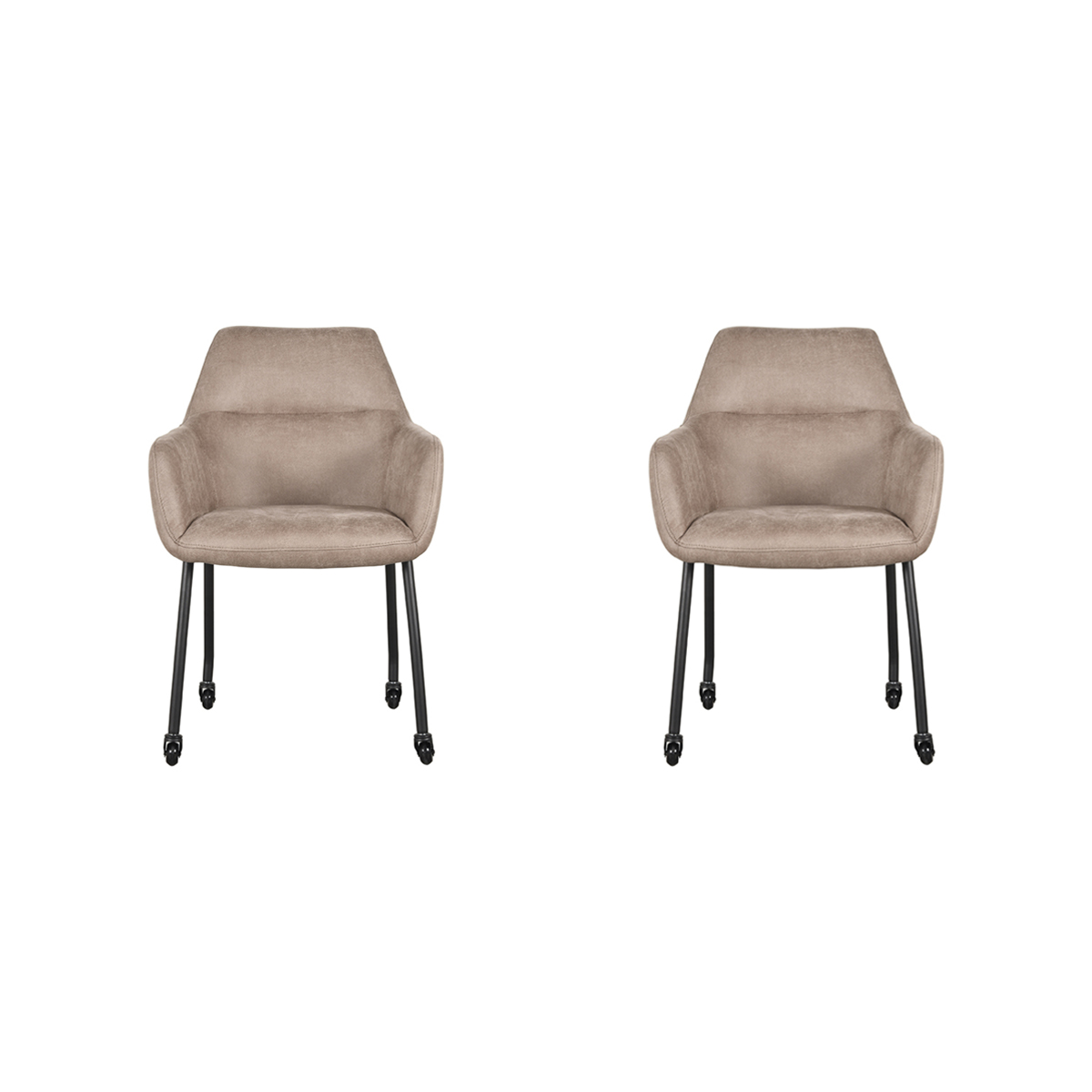 LABEL51 Eetkamerstoel Lenny - Taupe - Micro Suede - set van 2