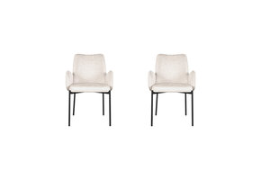 LABEL51 Eetkamerstoel Joni - Crème - Fluweel - set van 2