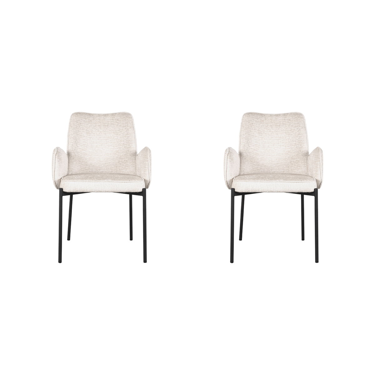 LABEL51 Eetkamerstoel Joni - Crème - Fluweel - set van 2