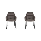 LABEL51 Eetkamerstoel Lenny - Antraciet - Micro Suede - set van 2