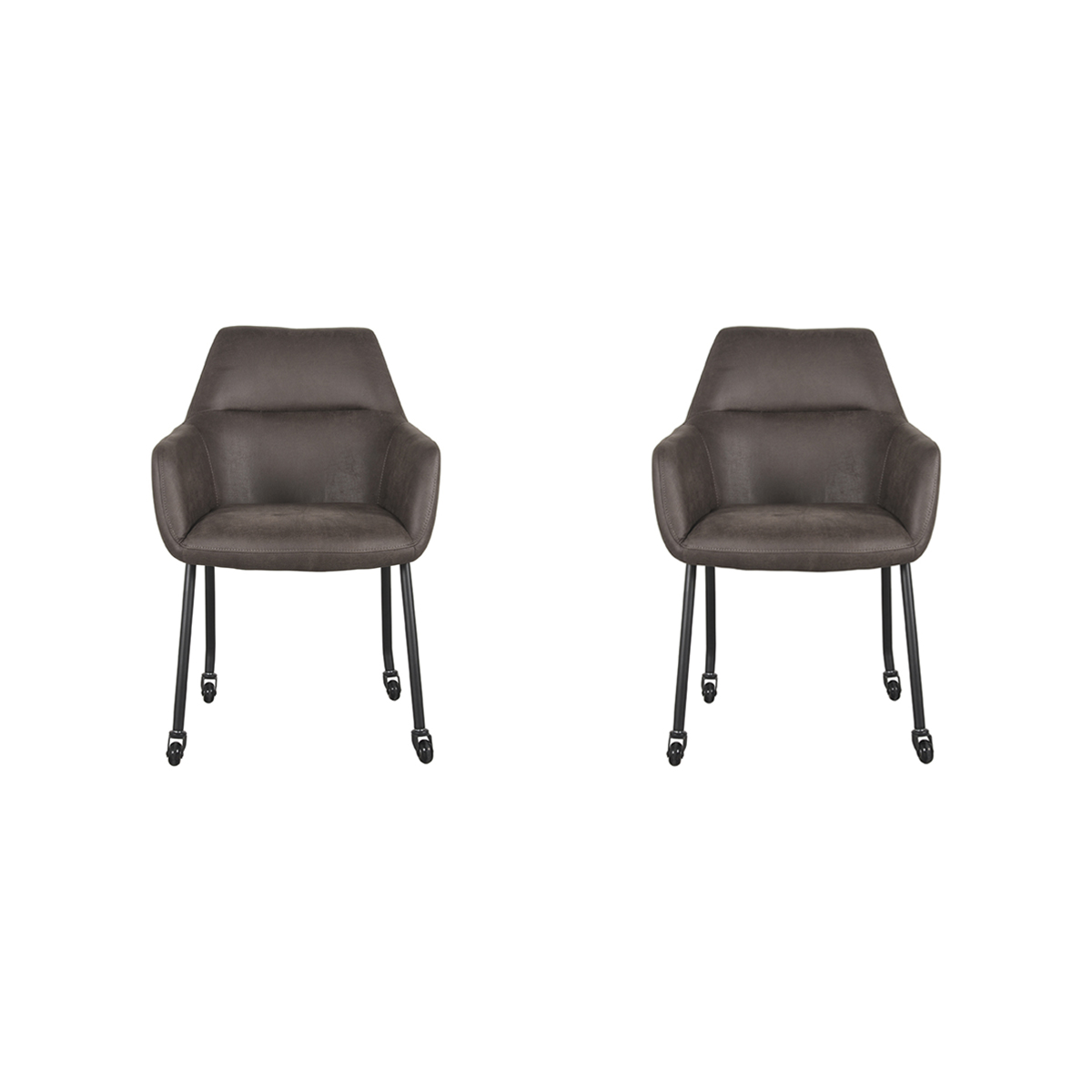 LABEL51 Eetkamerstoel Lenny - Antraciet - Micro Suede - set van 2