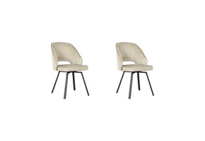 LABEL51 - Eetkamerstoel Lewis - Beige - 66x52x84cm - Set van 2