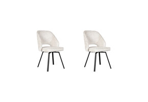 LABEL51 - Eetkamerstoel Lewis - Creme - 58x52x84cm - Set van 2