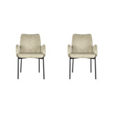 LABEL51 Eetkamerstoel Joni - Beige - Fluweel - set van 2