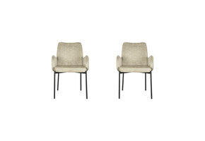 LABEL51 Eetkamerstoel Joni - Beige - Fluweel - set van 2