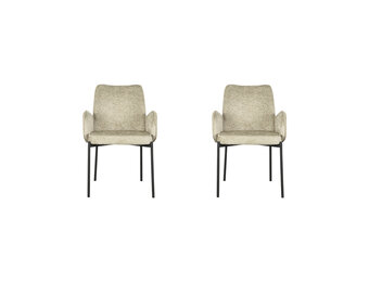 LABEL51 Eetkamerstoel Joni - Beige - Fluweel - set van 2