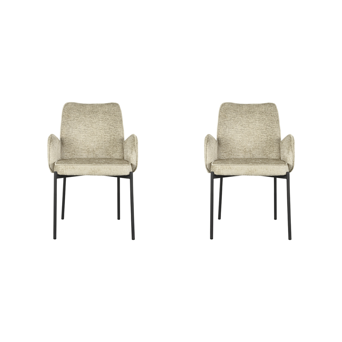 LABEL51 Eetkamerstoel Joni - Beige - Fluweel - set van 2