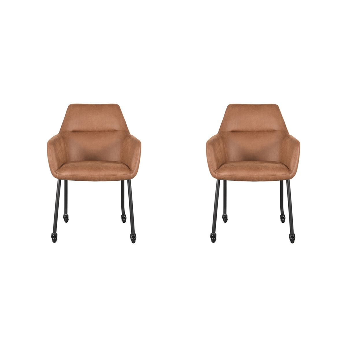 LABEL51 Eetkamerstoel Lenny - Cognac - Micro Suede - set van 2