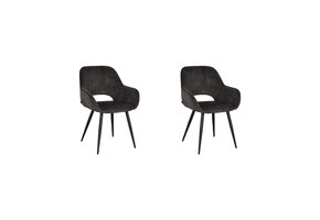 LABEL51 - Eetkamerstoel Fer - Grijs - 57x58x87cm - Set van 2