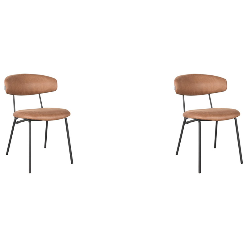 LABEL51 Eetkamerstoel Zack - Cognac - Micro Suede