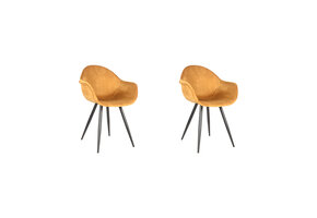 LABEL51 Eetkamerstoel Forli - Oker - Fluweel