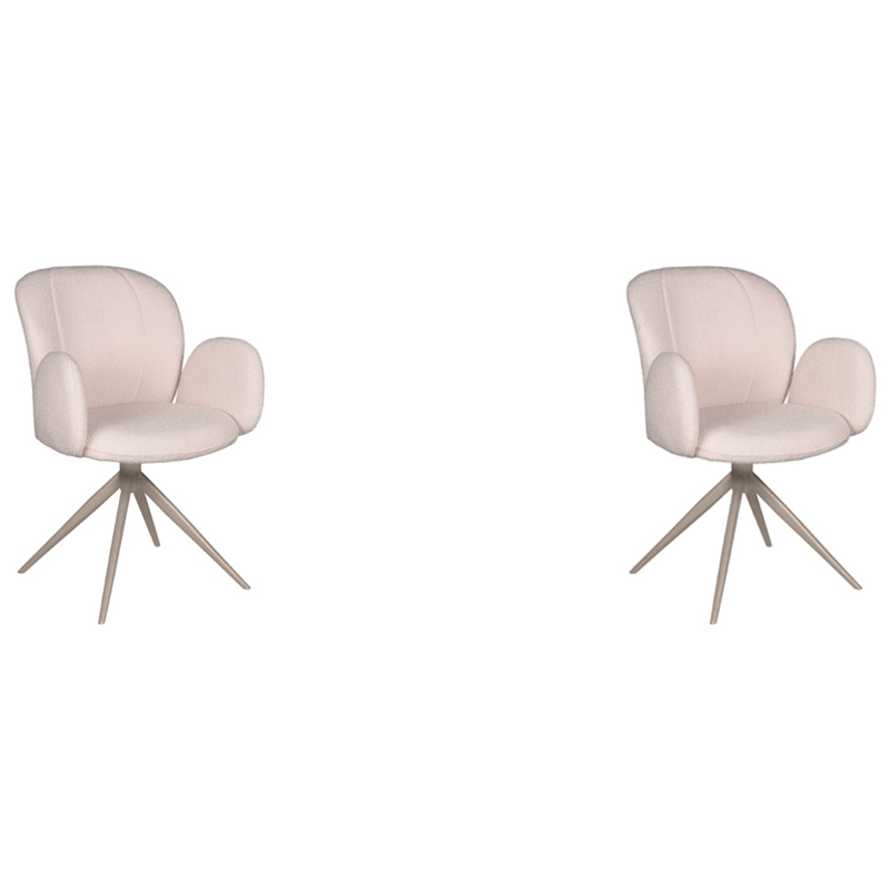 LABEL51 Eetkamerstoel Kimball - Naturel/Beige - Boucle - set van 2