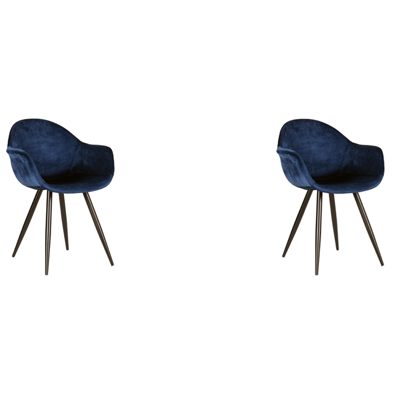 LABEL51 Eetkamerstoel Forli - Blauw - Fluweel