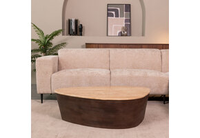 LABEL51 Salontafel Ravi - Espresso - Travertin - 110 cm