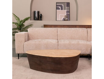 LABEL51 Salontafel Ravi - Espresso - Travertin - 110 cm