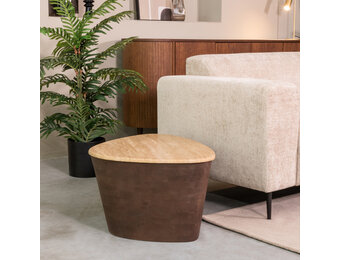 LABEL51 Salontafel Ravi - Espresso - Travertin - 70 cm