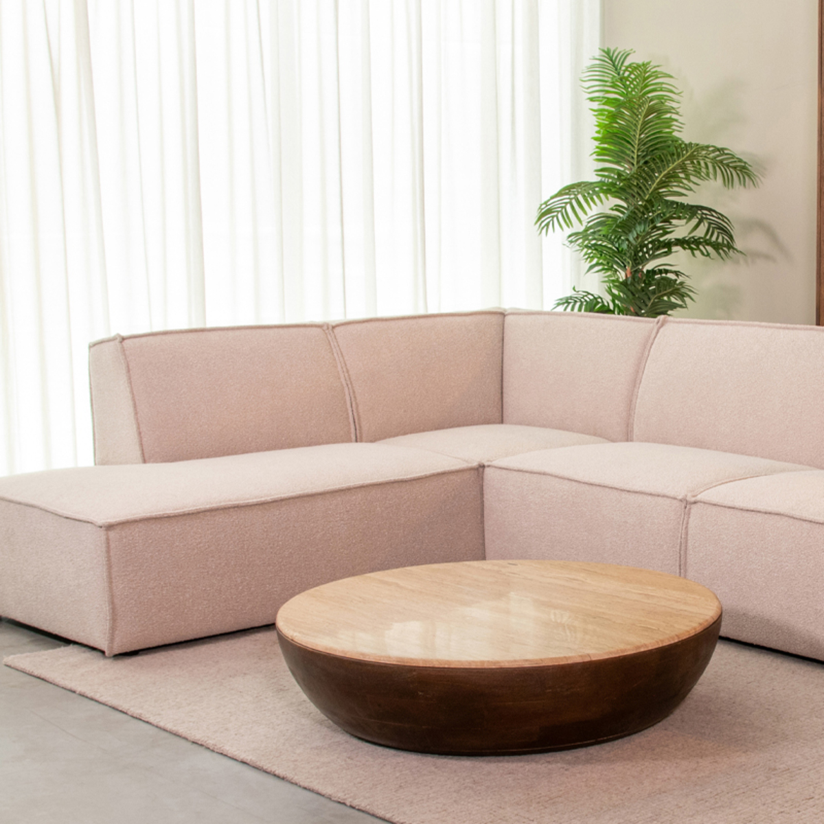 LABEL51 - Salontafel Bowl - Bruin - 90x90x25cm