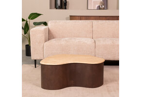 LABEL51 Salontafel Davi - Espresso - Travertin - 80 cm