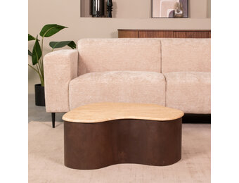 LABEL51 Salontafel Davi - Espresso - Travertin - 80 cm