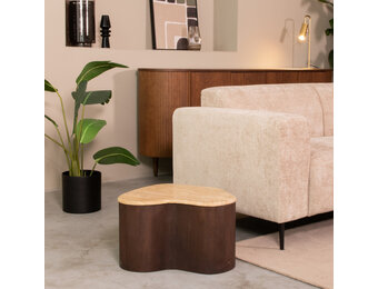 LABEL51 Salontafel Davi - Espresso - Travertin - 50 cm