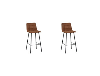 LABEL51 Barkruk Bistro - Cognac - Micro Suede - set van 2