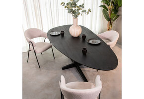 LABEL51 Eetkamertafel Rosie - Zwart - Mangohout - 220x100 cm