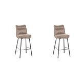 LABEL51 Barkruk Lennon - Taupe - Micro Suede - set van 2