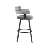 LABEL51 Barkruk Bardio - Grijs - Fluweel - Zithoogte 75 - set van 2