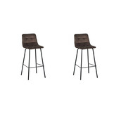 LABEL51 Barkruk Bistro - Taupe - Fluweel - set van 2