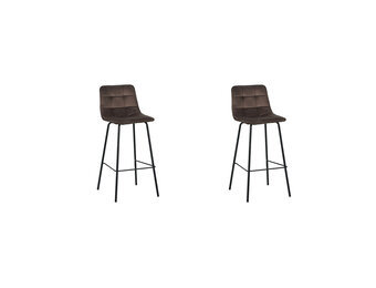 LABEL51 Barkruk Bistro - Taupe - Fluweel - set van 2