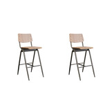 LABEL51 Barkruk Solid - Bruin - Hout - Zithoogte 75 - set van 2