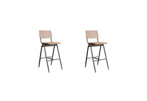 LABEL51 - Barstoel Solid - Walnoot - 58x49x109cm - Set van 2