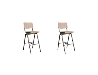 LABEL51 Barkruk Solid - Bruin - Hout - Zithoogte 75 - set van 2