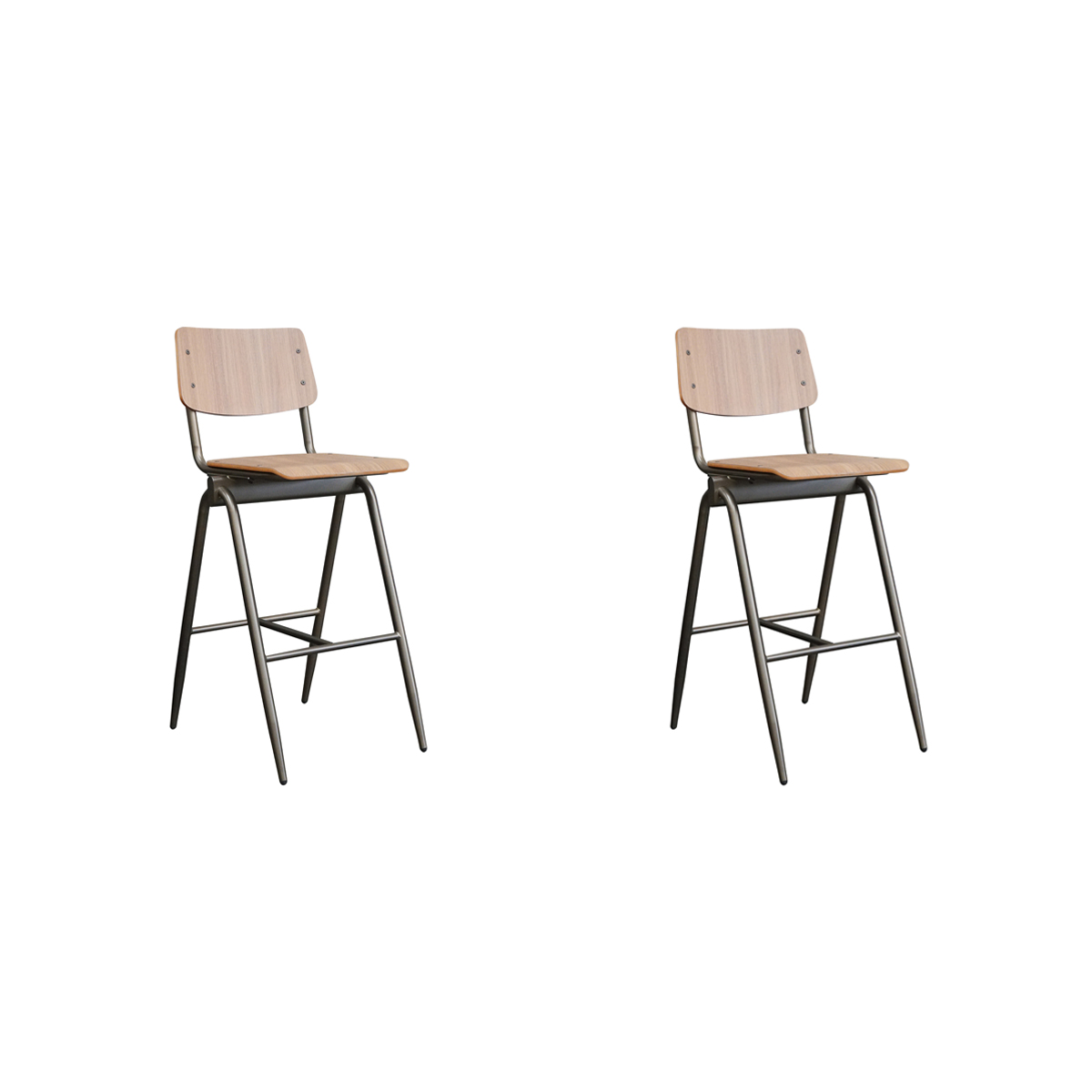 LABEL51 Barkruk Solid - Bruin - Hout - Zithoogte 75 - set van 2