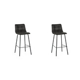 LABEL51 Barkruk Bistro - Antraciet - Micro Suede - set van 2