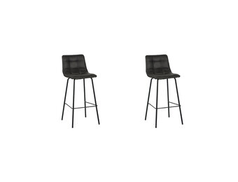 LABEL51 Barkruk Bistro - Antraciet - Micro Suede - set van 2