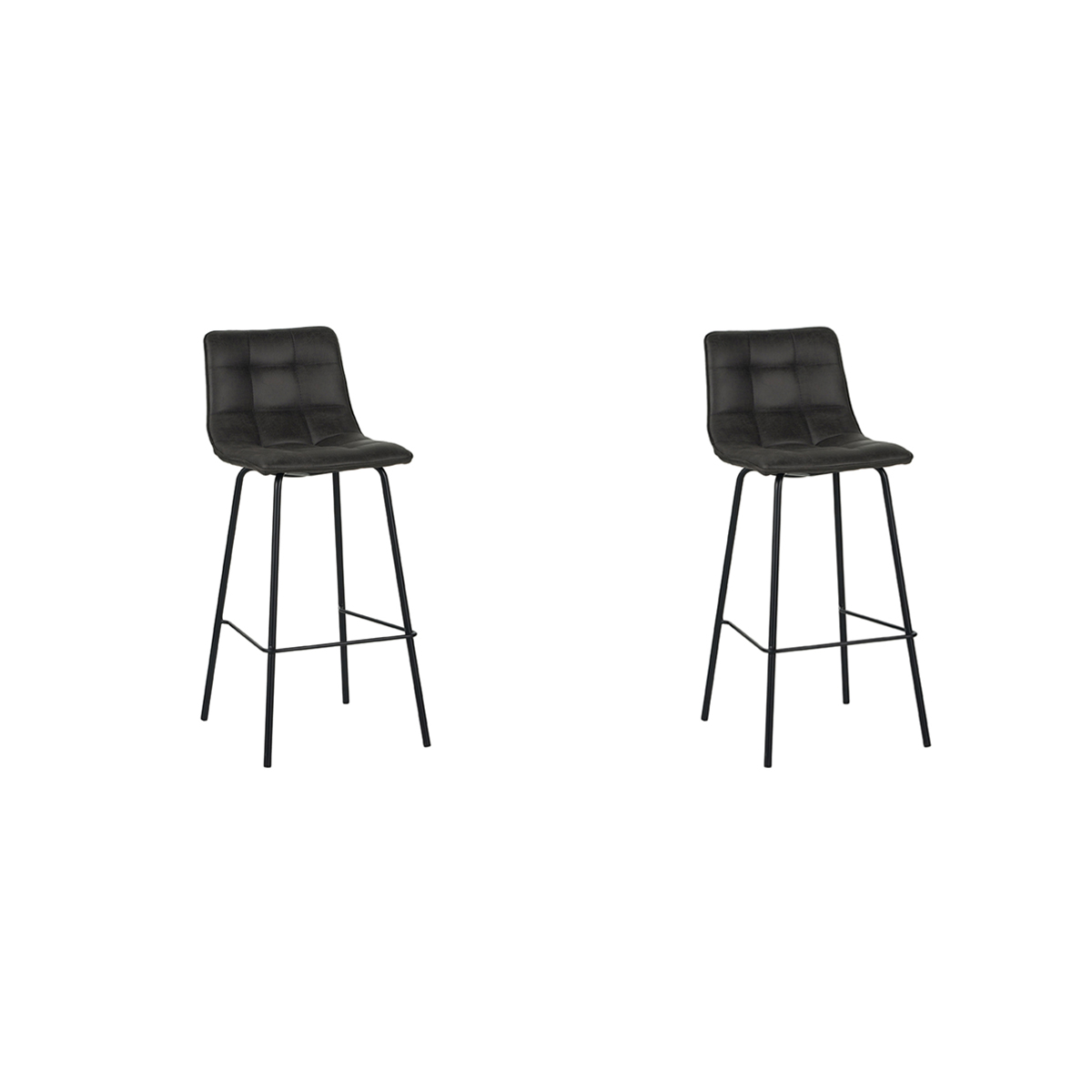 LABEL51 Barkruk Bistro - Antraciet - Micro Suede - set van 2