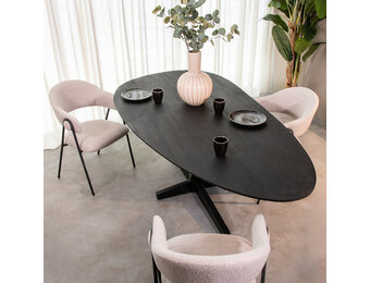 LABEL51 Eetkamertafel Rosie - Zwart - Mangohout - 260x110 cm